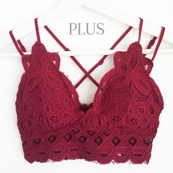 Blush & Belle Other - EDEN Plus Biking Red Floral Padded Lace Bralette